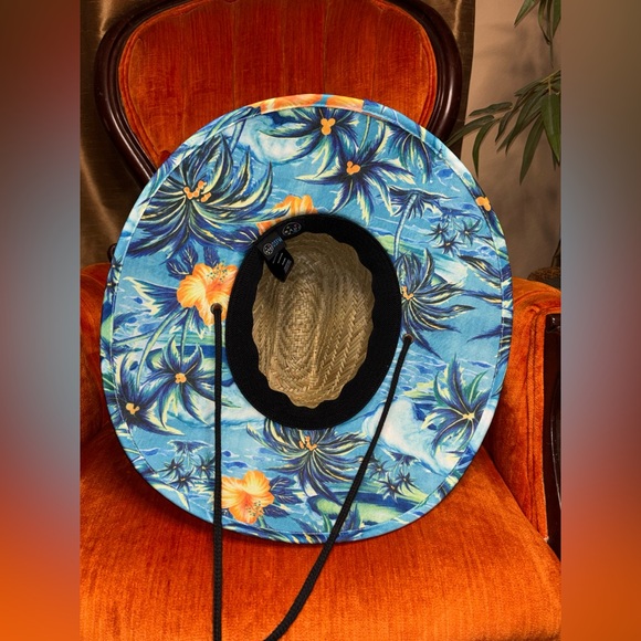 Maui and Son Unisex Lifeguard Straw UPF 50+ Hat, Turquoise /Blue, One Size - Picture 6 of 10